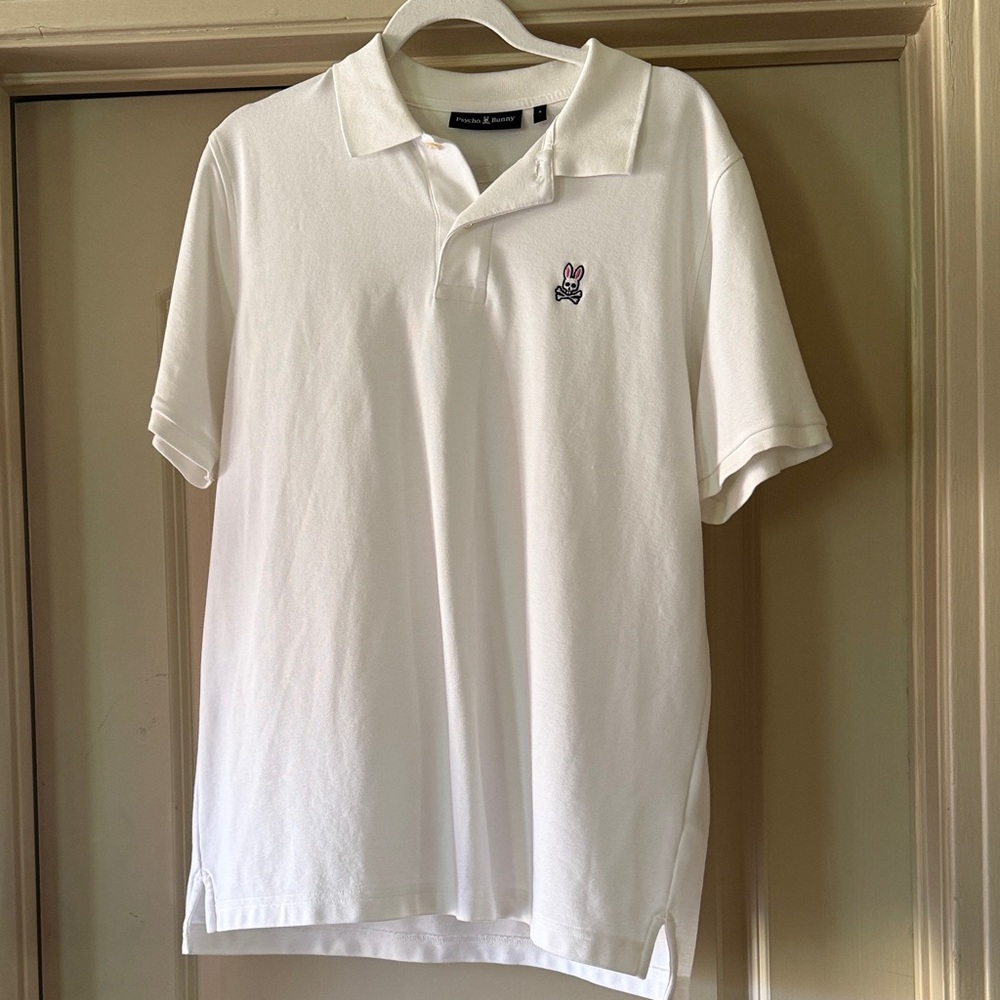 Psycho Bunny White Polo Shirt with Embroidered Logo